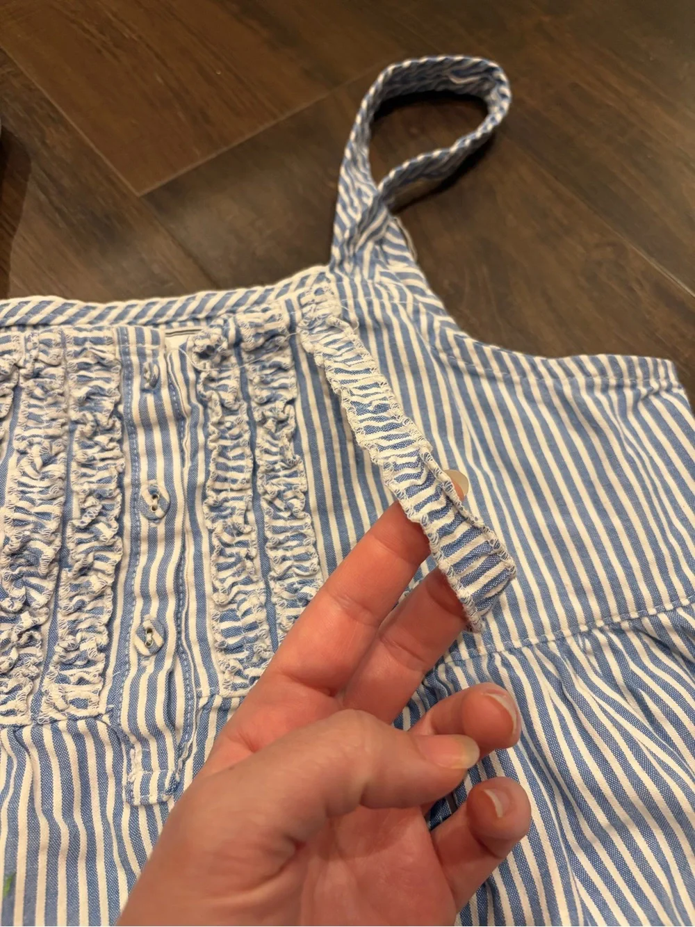 Petite Plume Striped Nightgown Girls Size 14 Blue White